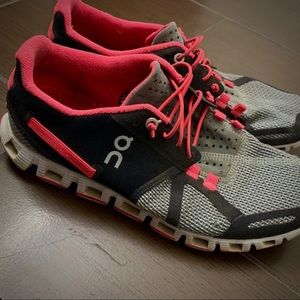 On Cloud - Women’s Running Shoes - GREY/NEON PINK